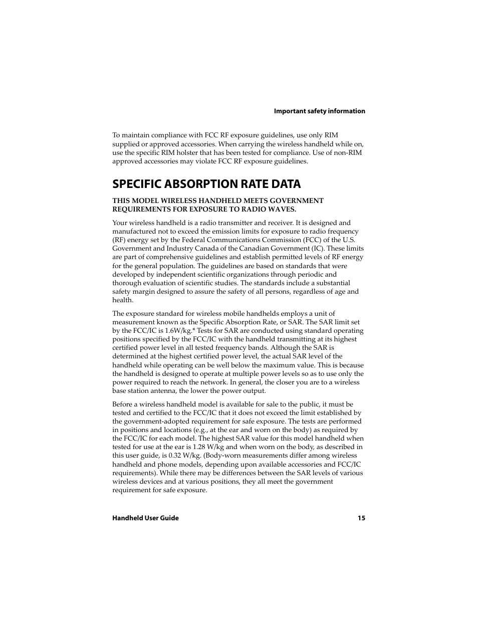 Specific absorption rate data | Blackberry 6720 User Manual | Page 15 / 277