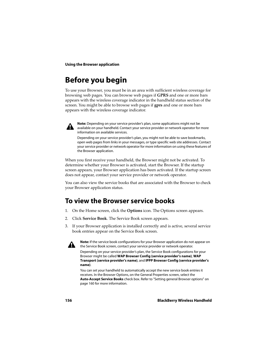 Before you begin, To view the browser service books | Blackberry 6720 User Manual | Page 156 / 277
