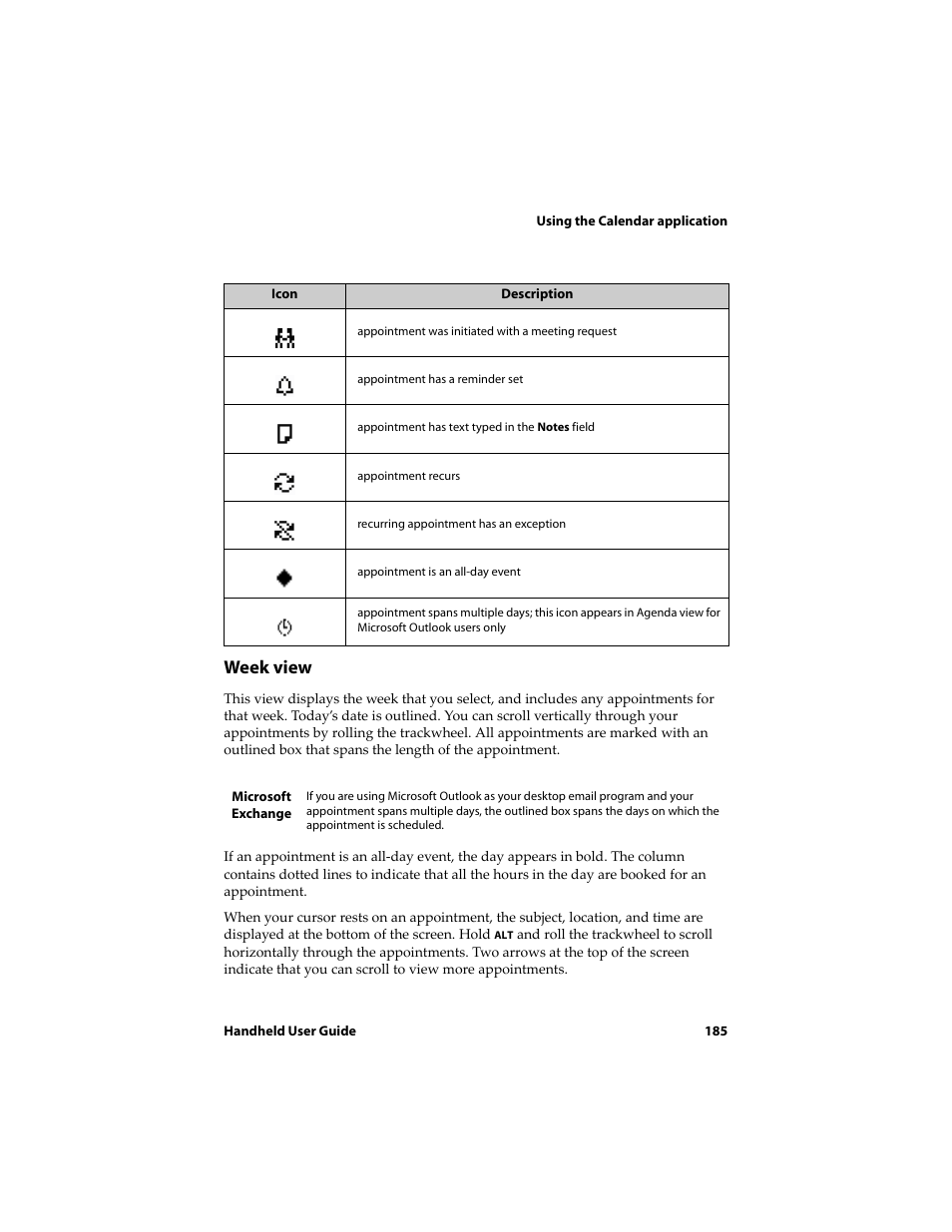 Week view | Blackberry 6720 User Manual | Page 185 / 277