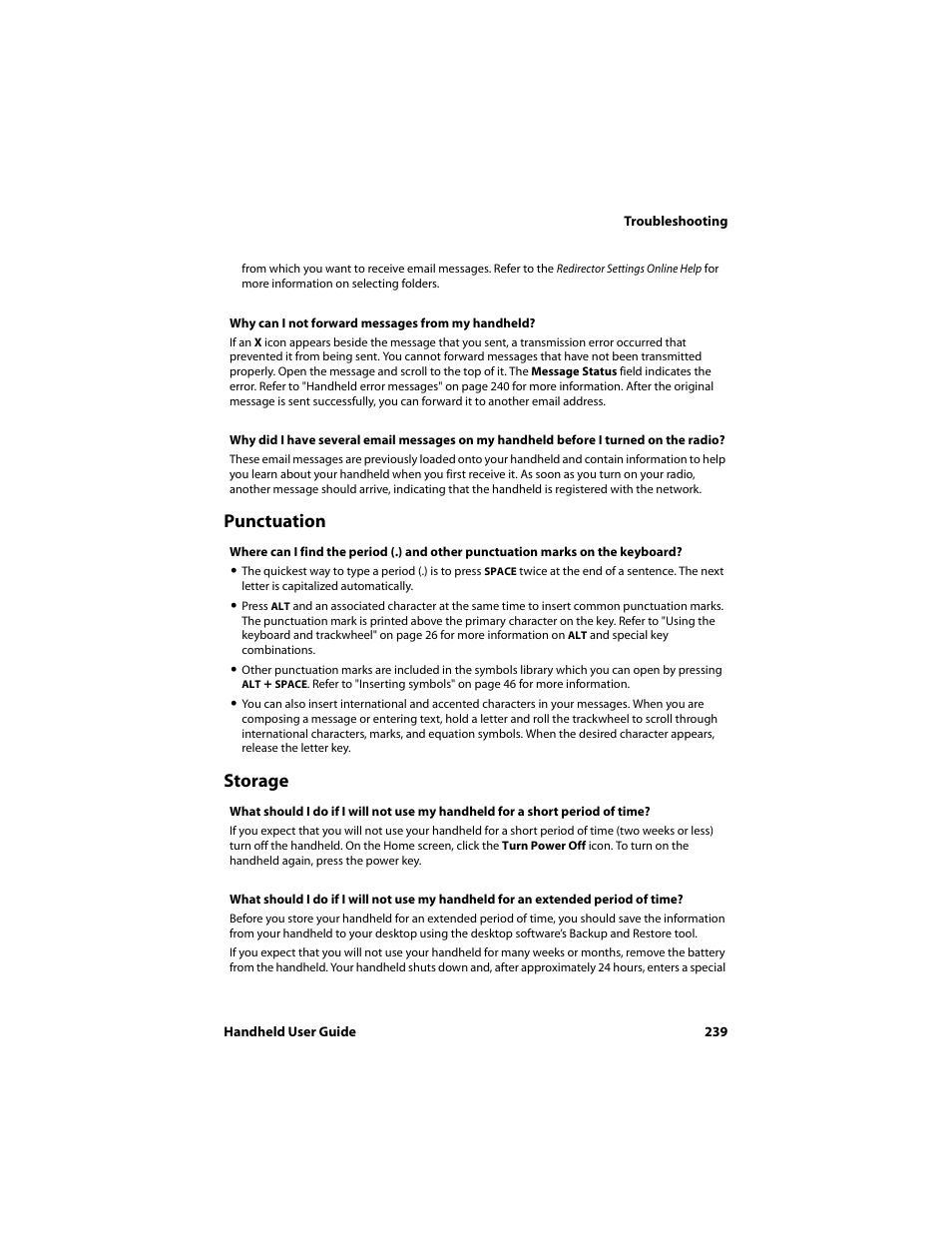 Punctuation, Storage | Blackberry 6720 User Manual | Page 239 / 277