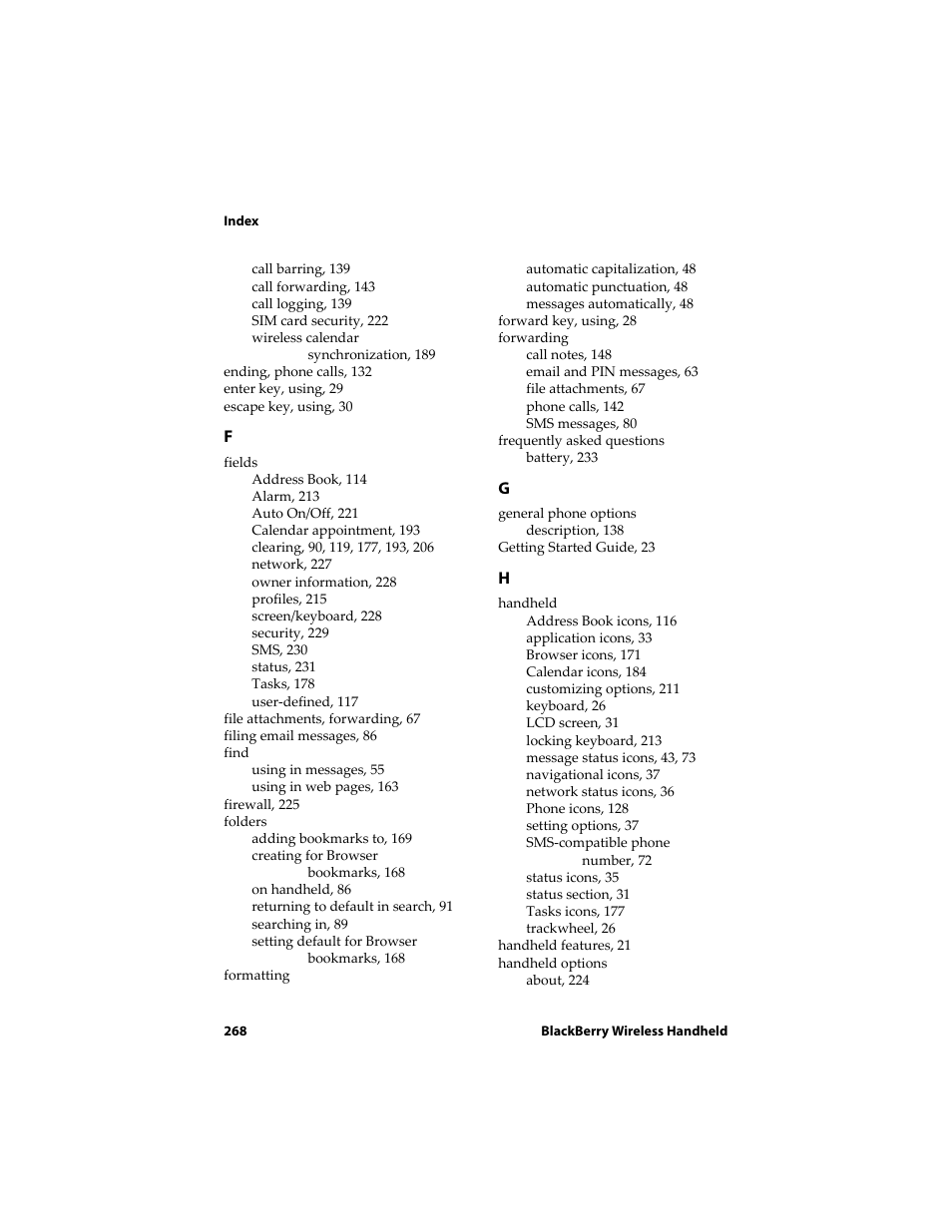 Blackberry 6720 User Manual | Page 268 / 277