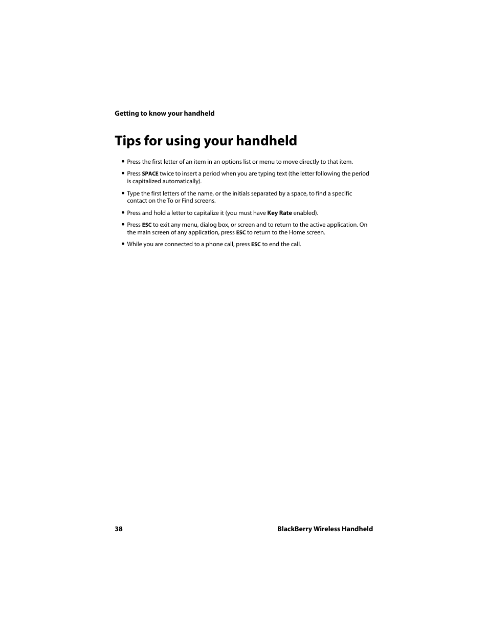 Tips for using your handheld | Blackberry 6720 User Manual | Page 38 / 277