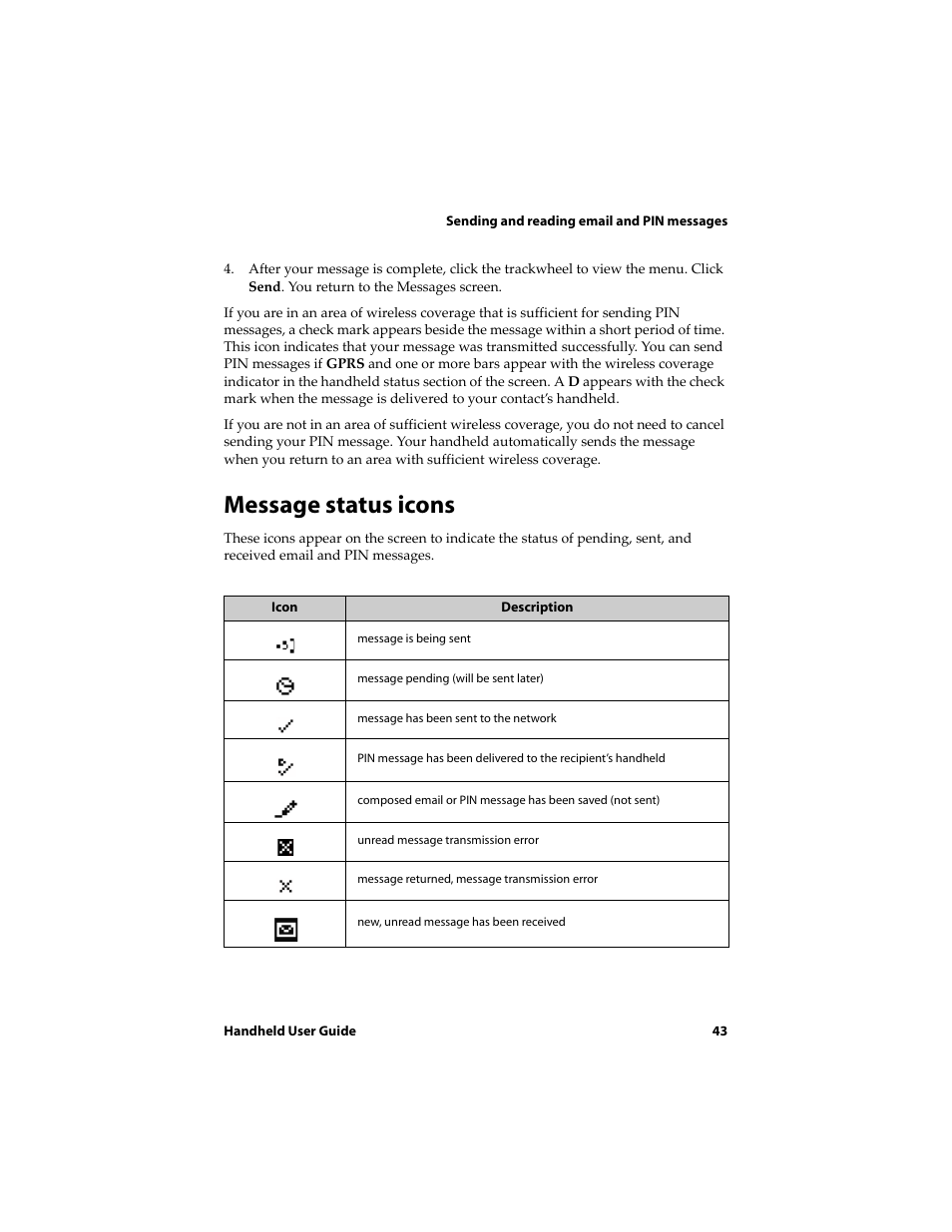 Message status icons | Blackberry 6720 User Manual | Page 43 / 277