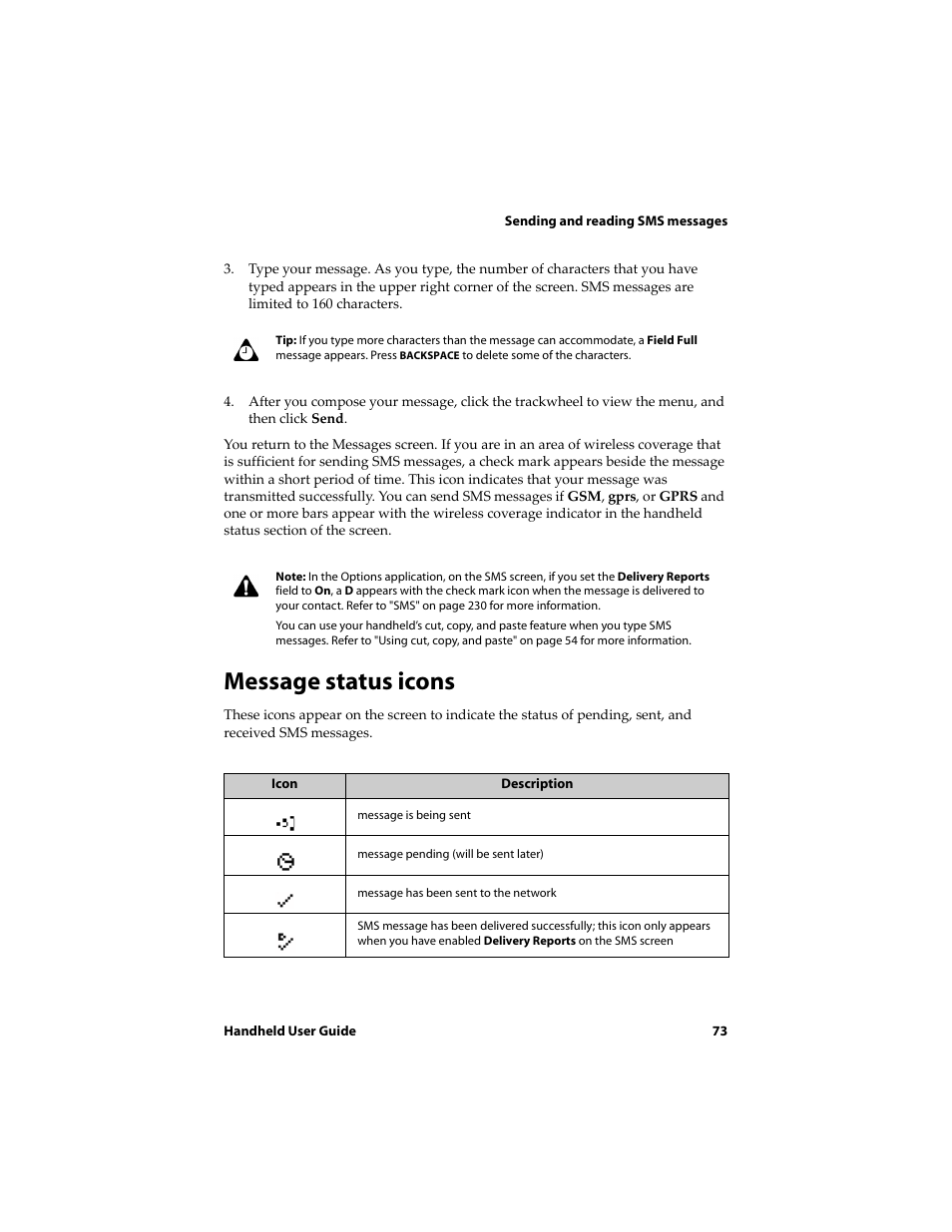 Message status icons | Blackberry 6720 User Manual | Page 73 / 277