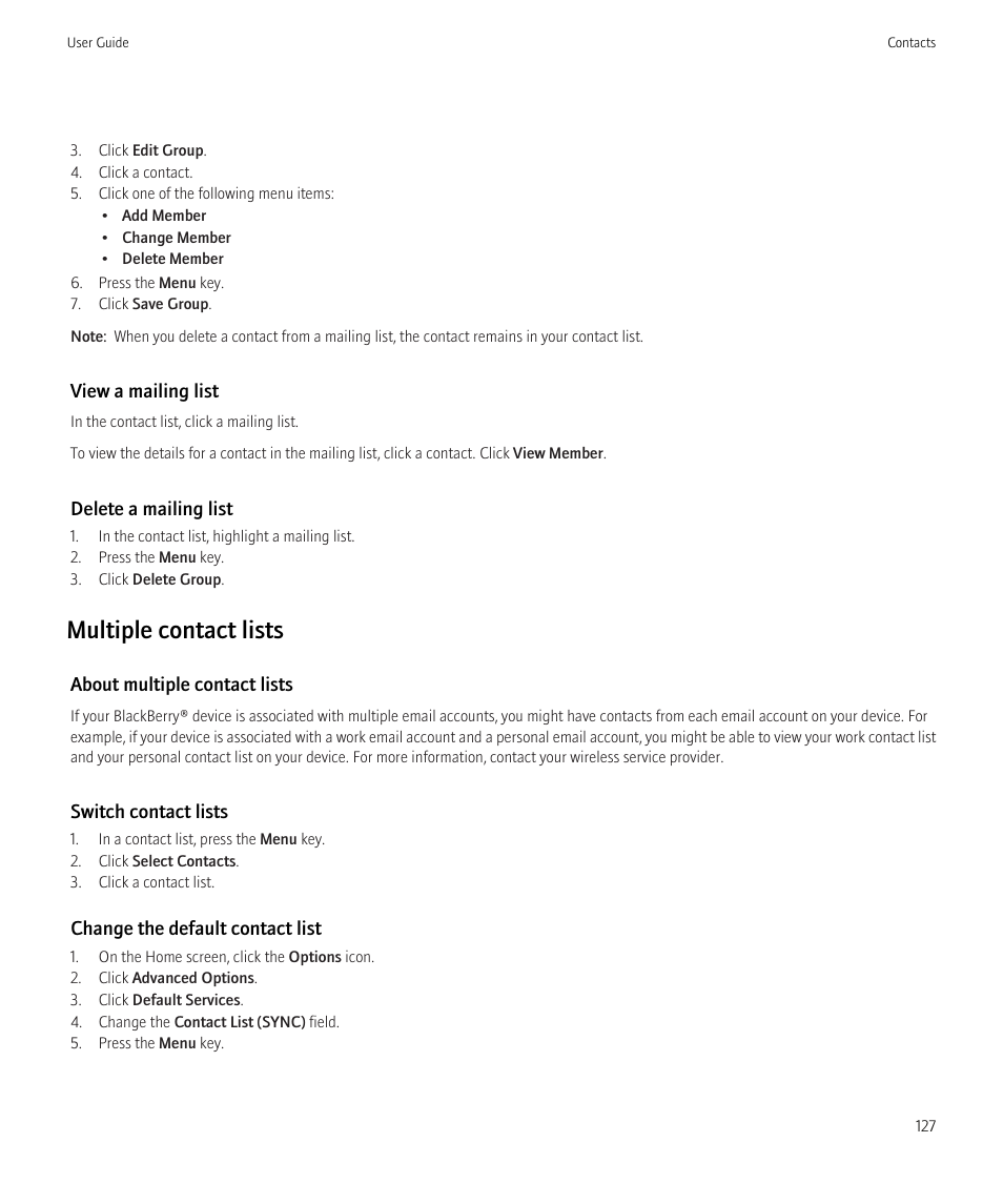 Multiple contact lists | Blackberry Curve 8520 User Manual | Page 129 / 278