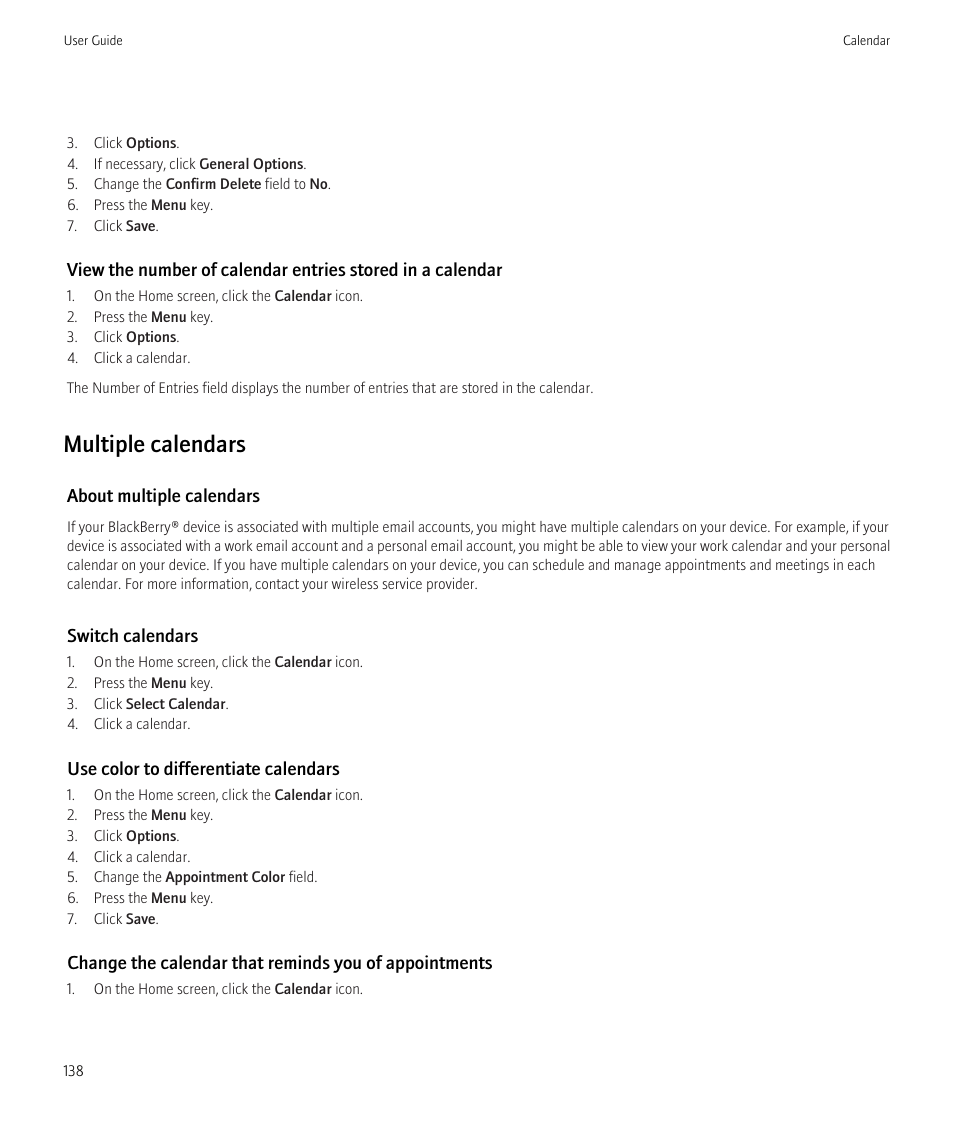 Multiple calendars | Blackberry Curve 8520 User Manual | Page 140 / 278