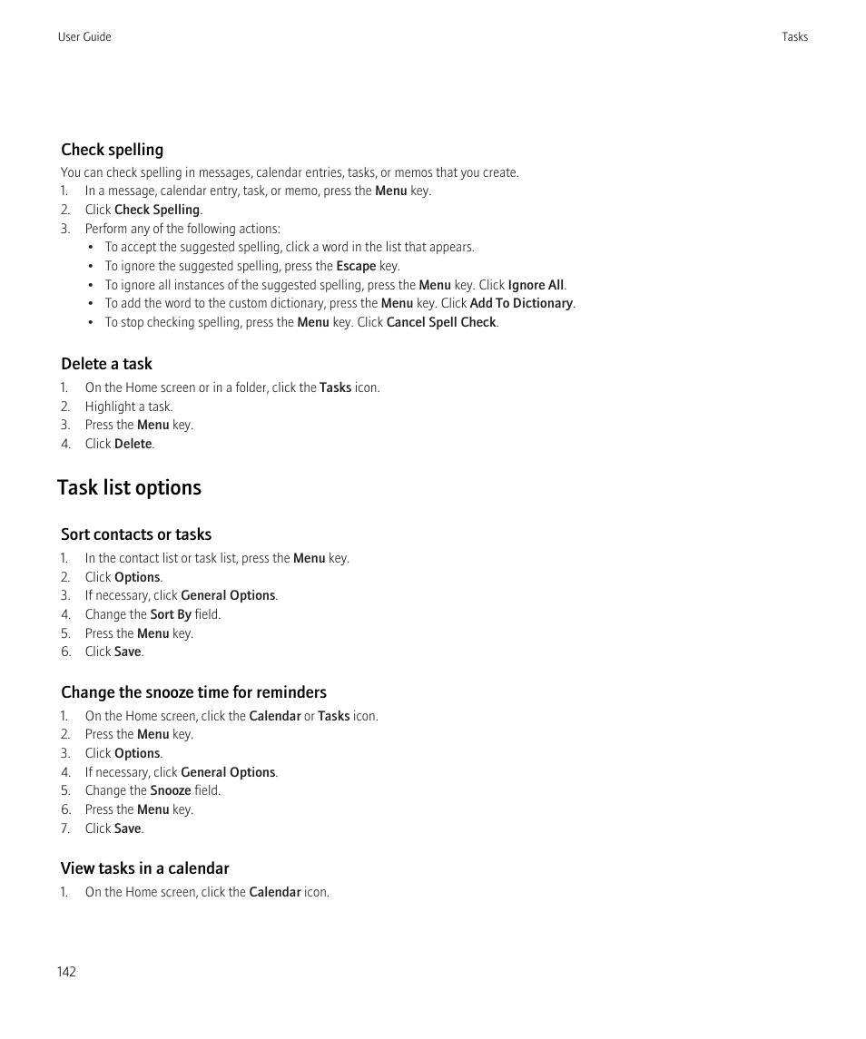 Task list options | Blackberry Curve 8520 User Manual | Page 144 / 278