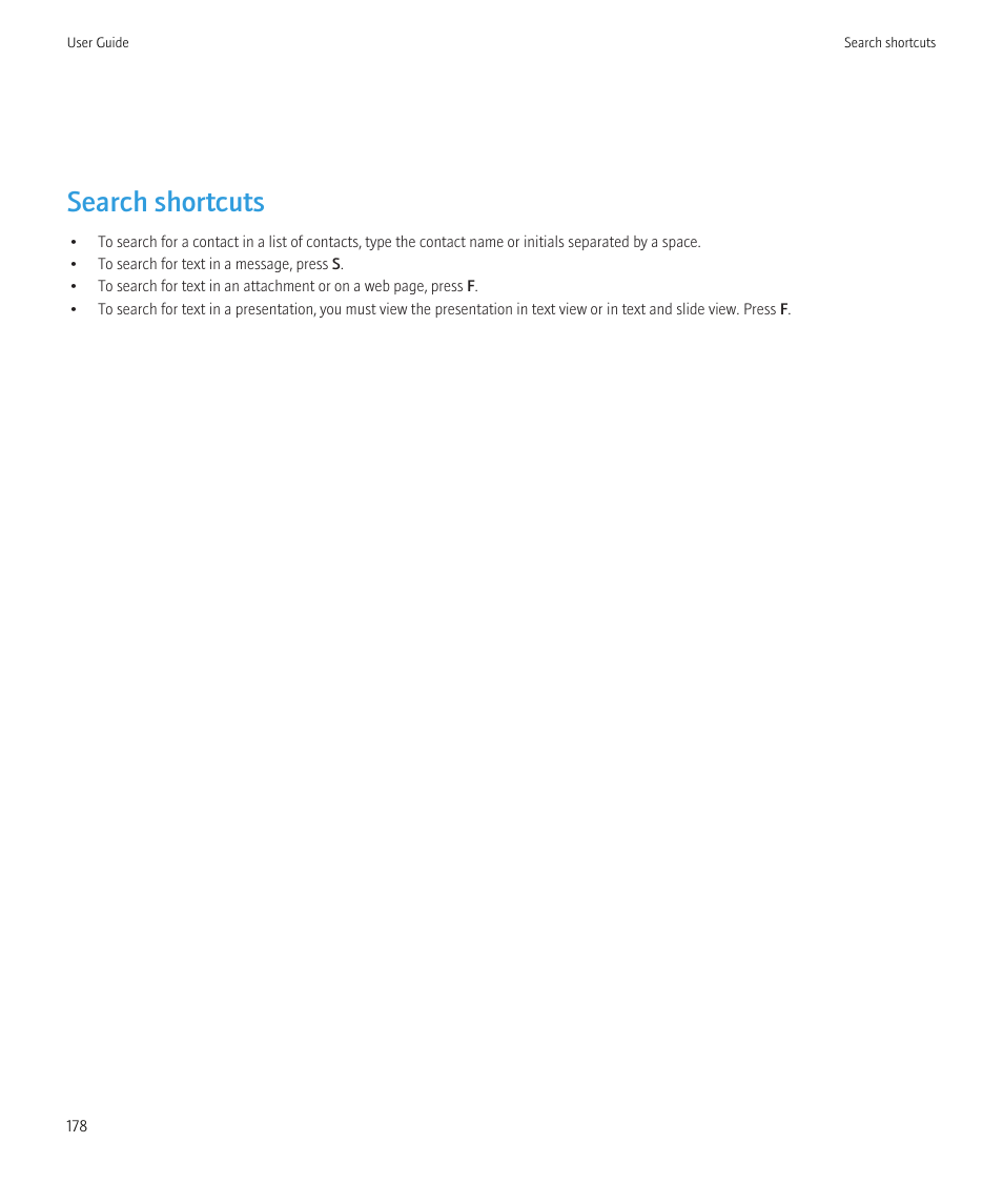 Search shortcuts | Blackberry Curve 8520 User Manual | Page 180 / 278