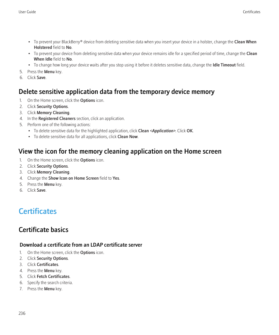 Certificates, Certificate basics | Blackberry Curve 8520 User Manual | Page 238 / 278