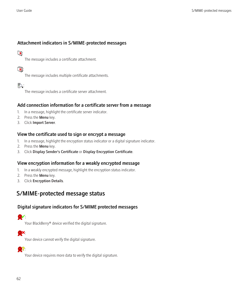 S/mime-protected message status | Blackberry Curve 8520 User Manual | Page 64 / 278