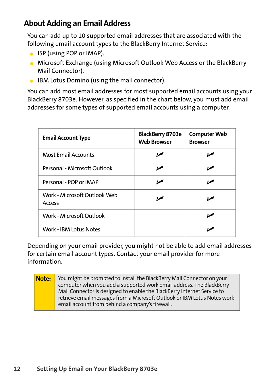 About adding an email address | Blackberry 8703e User Manual | Page 18 / 56