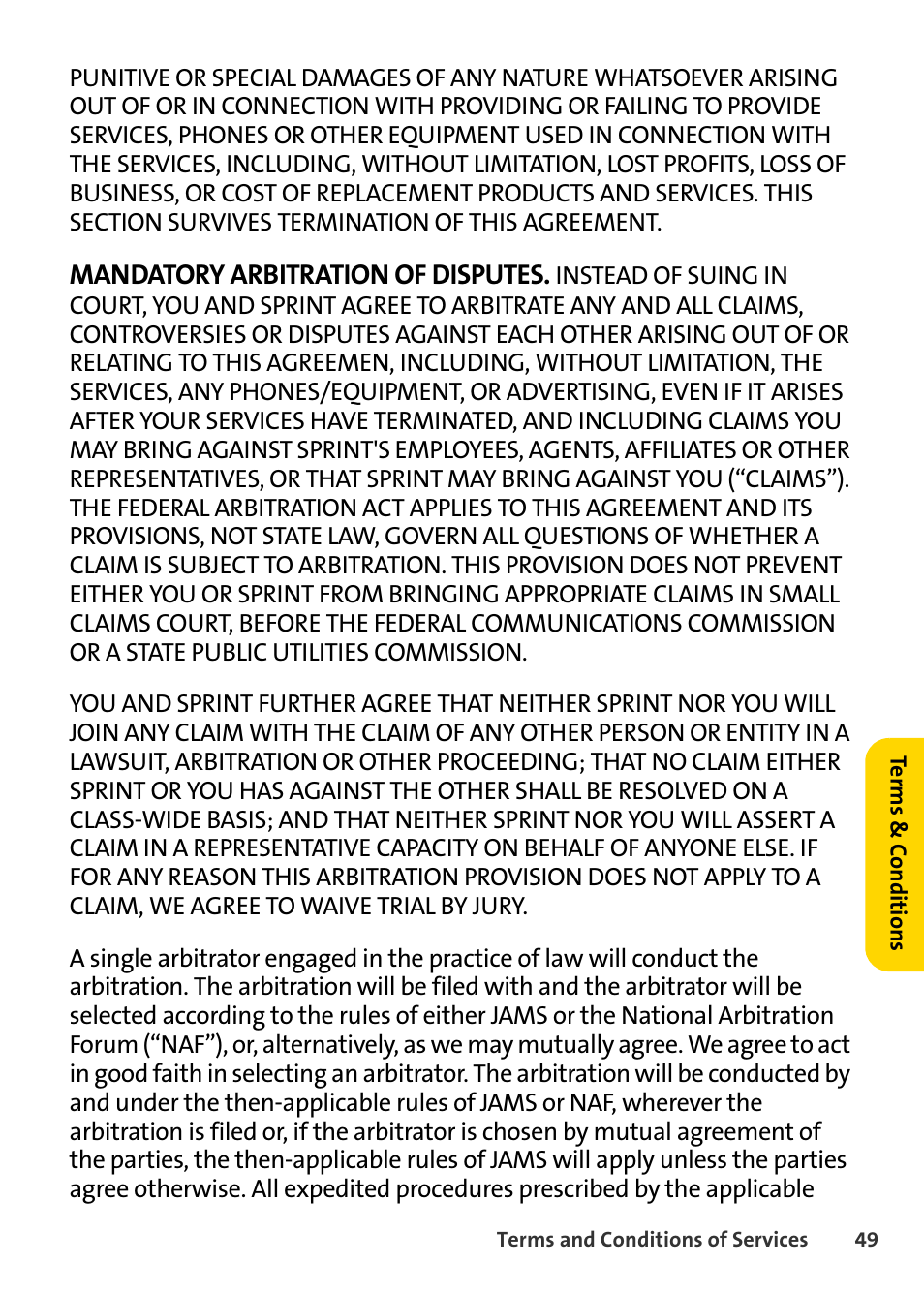 Mandatory arbitration of disputes | Blackberry 8703e User Manual | Page 55 / 56