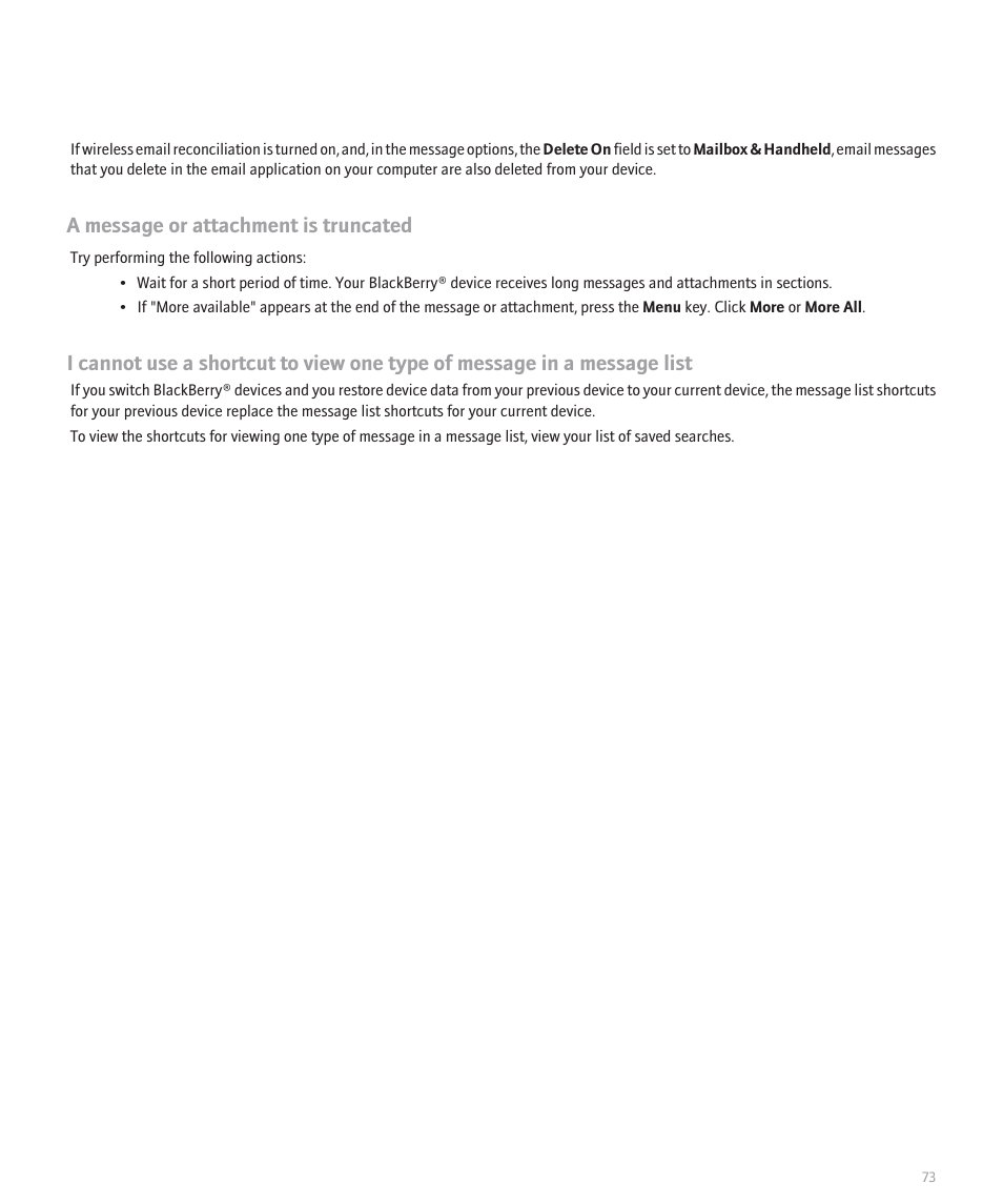 A message or attachment is truncated | Blackberry 8330 User Manual | Page 75 / 272