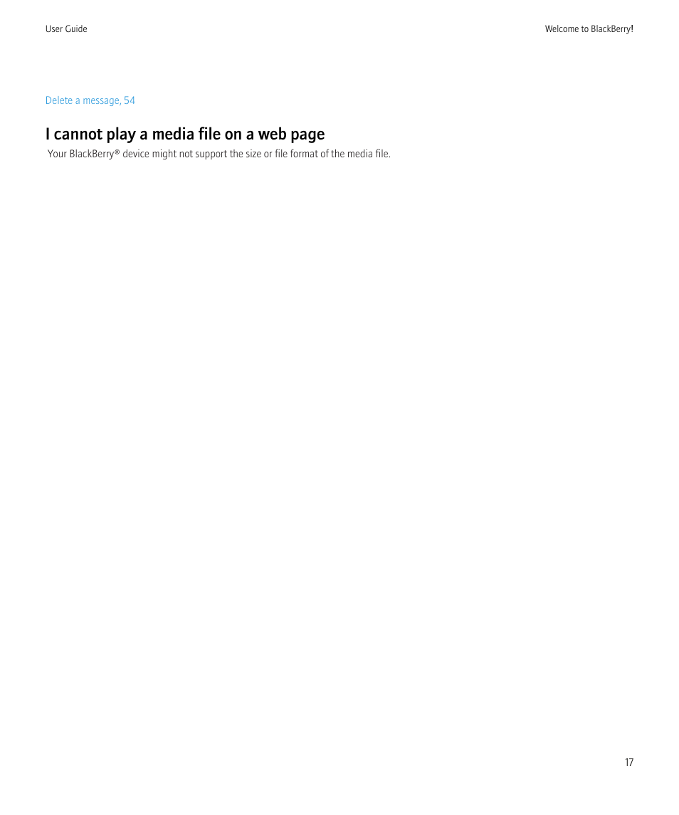 I cannot play a media file on a web page | Blackberry Bold 9700 User Manual | Page 19 / 332