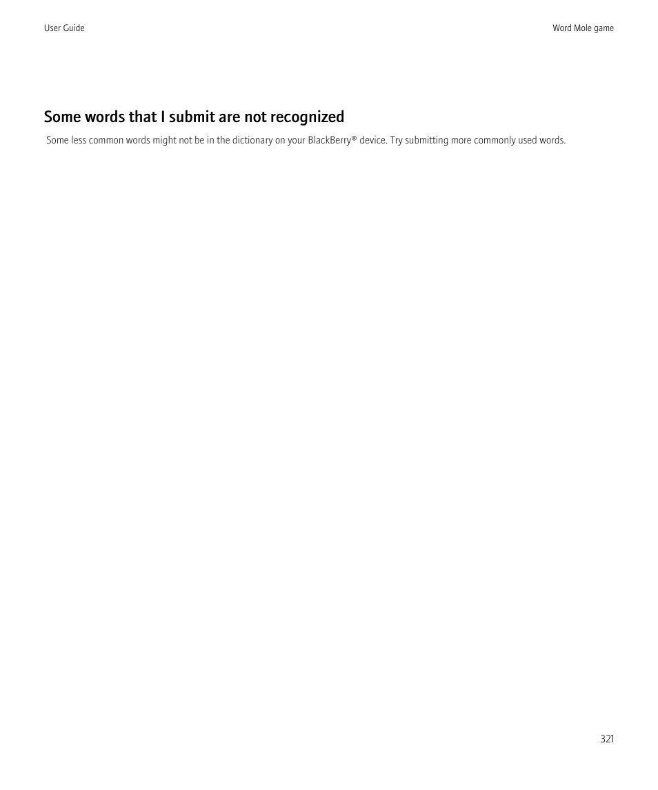 Some words that i submit are not recognized | Blackberry Bold 9700 User Manual | Page 323 / 332