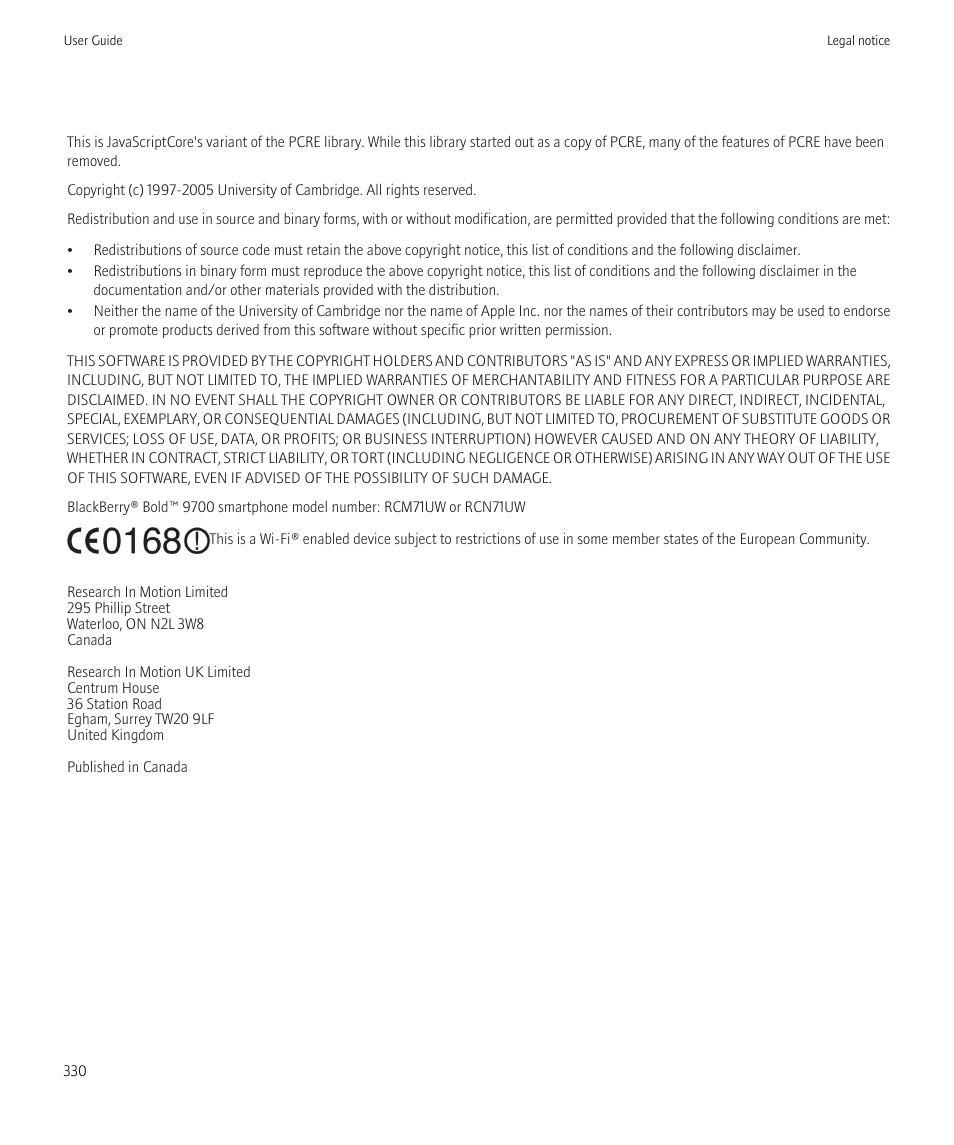 Blackberry Bold 9700 User Manual | Page 332 / 332