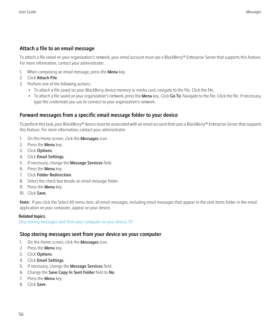 Attach a file to an email message | Blackberry Bold 9700 User Manual | Page 58 / 332