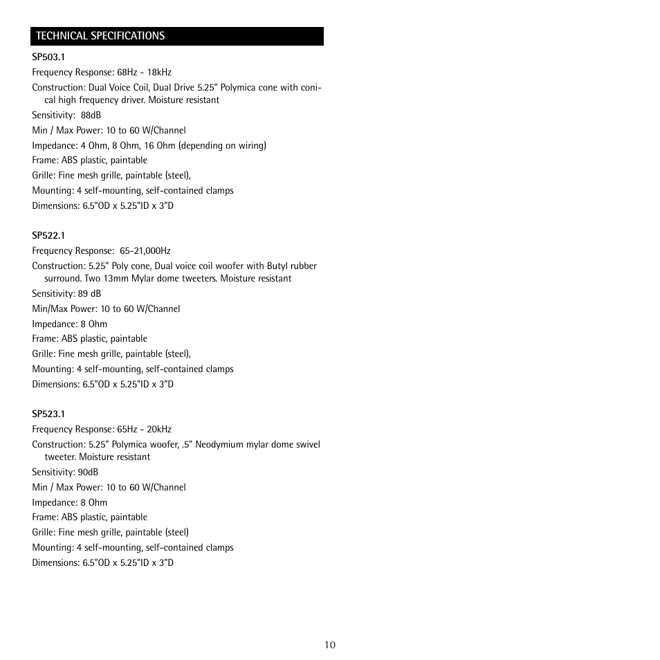 Russound SP503.1 User Manual | Page 10 / 12