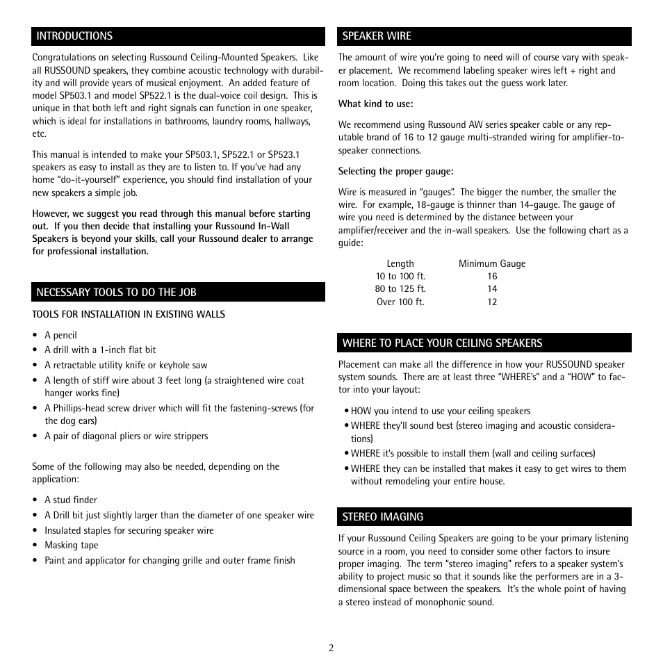 Russound SP503.1 User Manual | Page 2 / 12