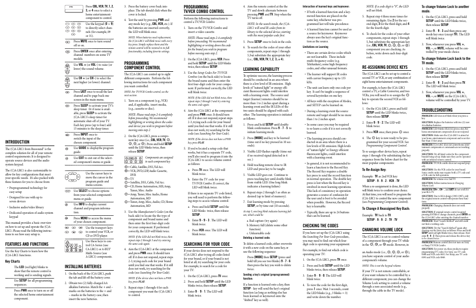 Russound CA-LRC1 User Manual | 2 pages