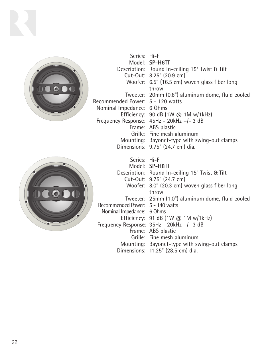 Russound Advantage In-Ceiling speaker User Manual | Page 22 / 24