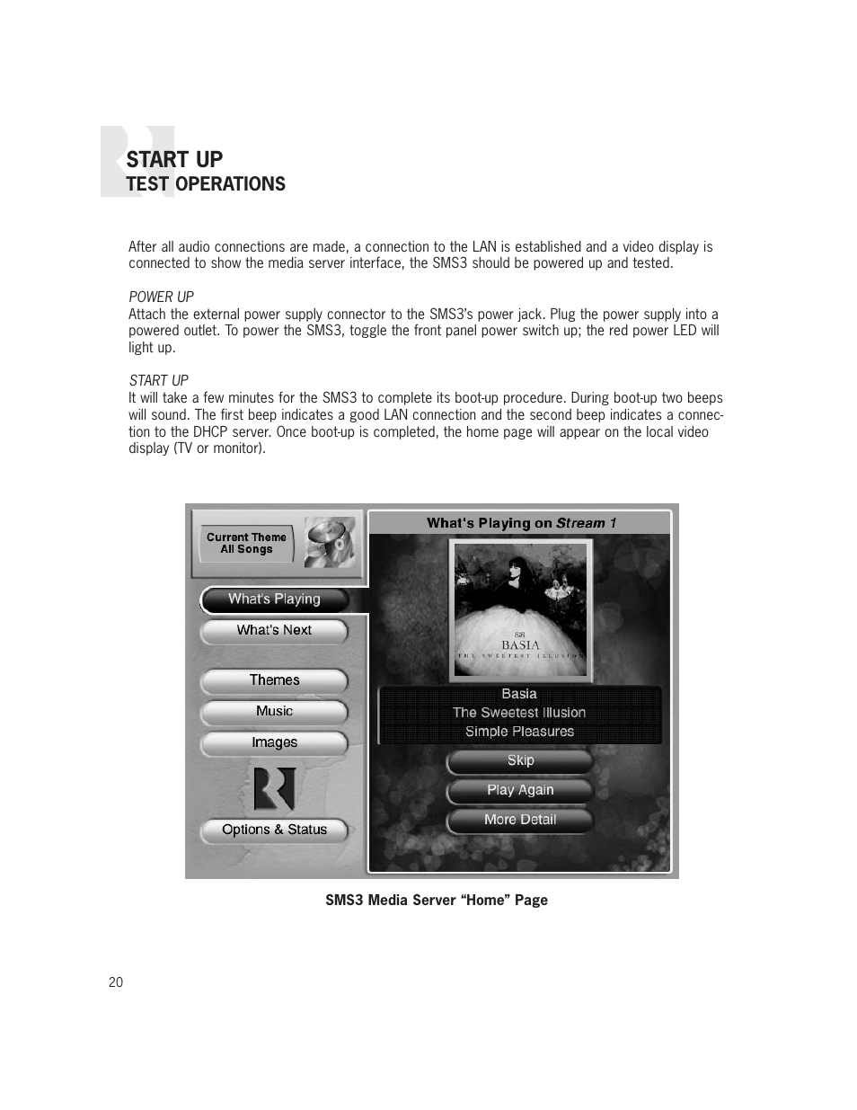 Start up | Russound SMS3 User Manual | Page 20 / 36
