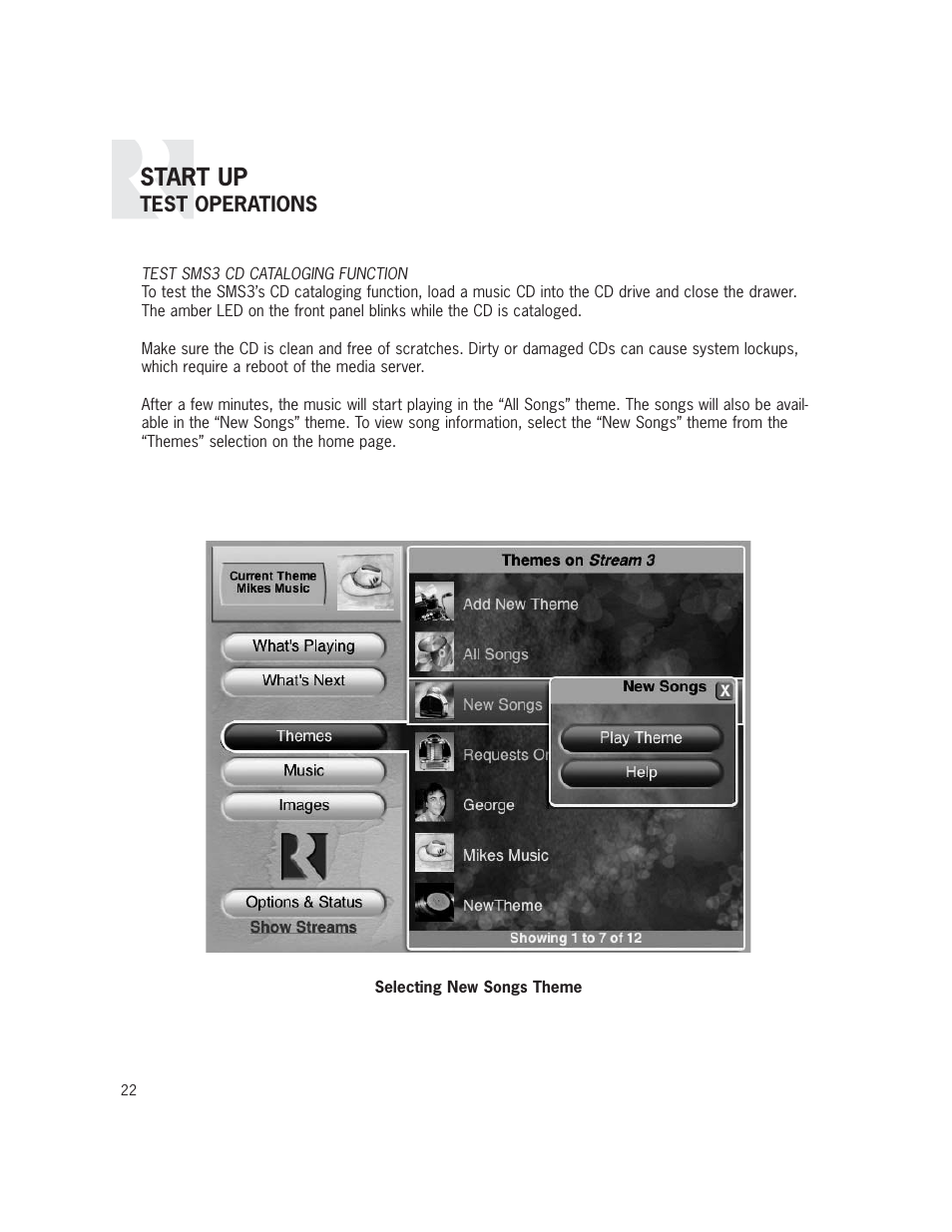 Start up | Russound SMS3 User Manual | Page 22 / 36