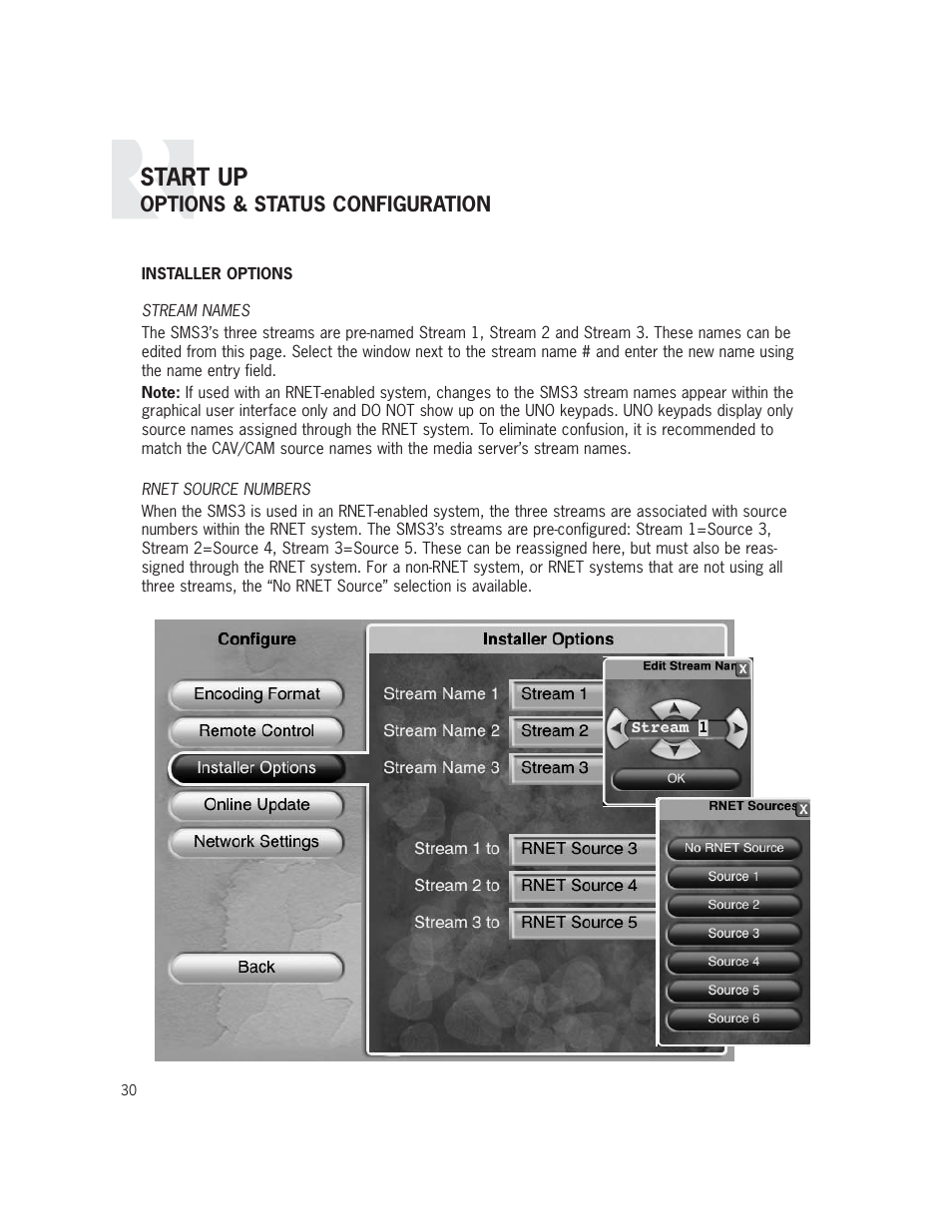 Start up | Russound SMS3 User Manual | Page 30 / 36