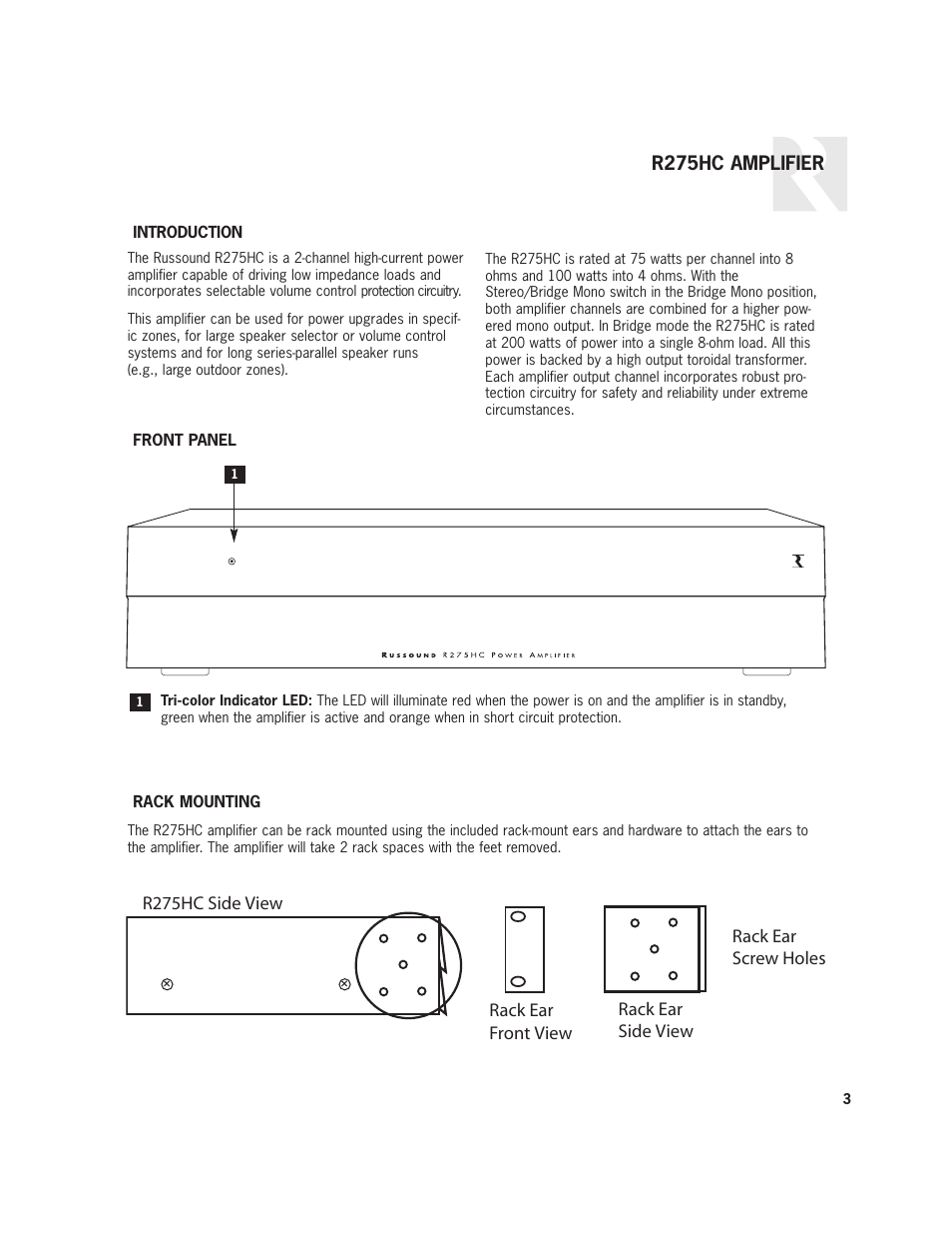 Russound R275HC User Manual | Page 3 / 8