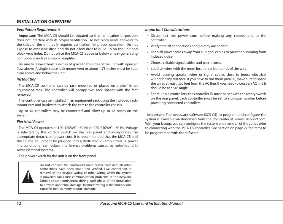 Russound MCA-C5 User Manual | Page 12 / 40