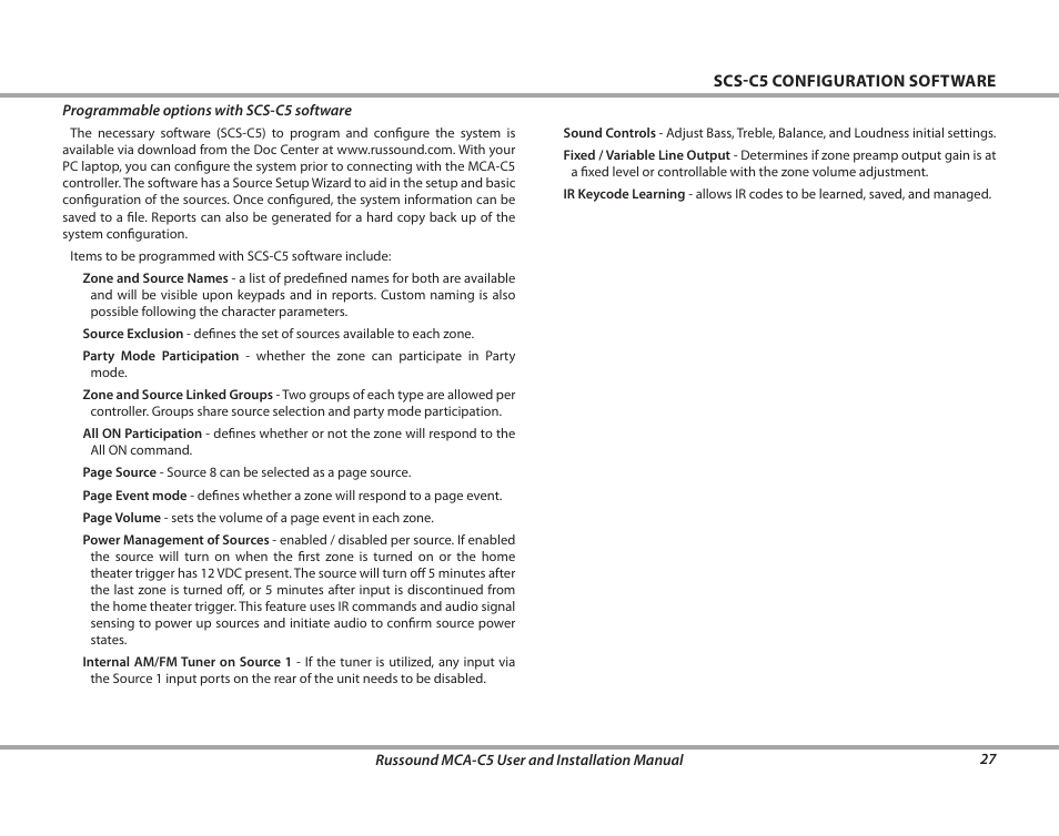 Russound MCA-C5 User Manual | Page 27 / 40