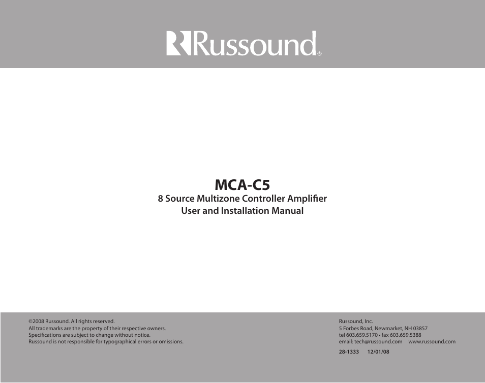 Mca-c5 | Russound MCA-C5 User Manual | Page 40 / 40