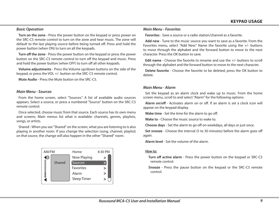 Russound MCA-C5 User Manual | Page 9 / 40