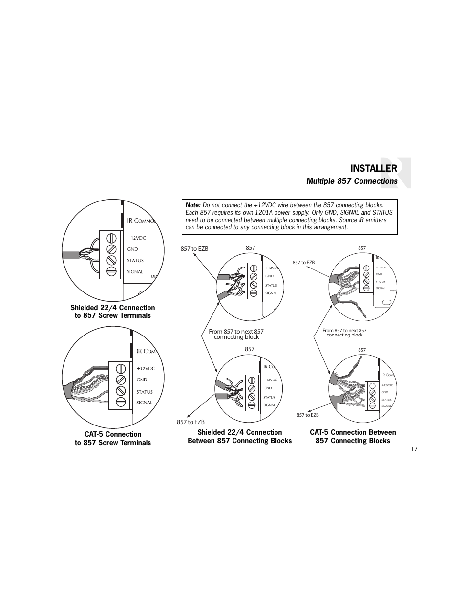 Installer, Multiple 857 connections, 857 to ezb | Russound K2 User Manual | Page 17 / 72