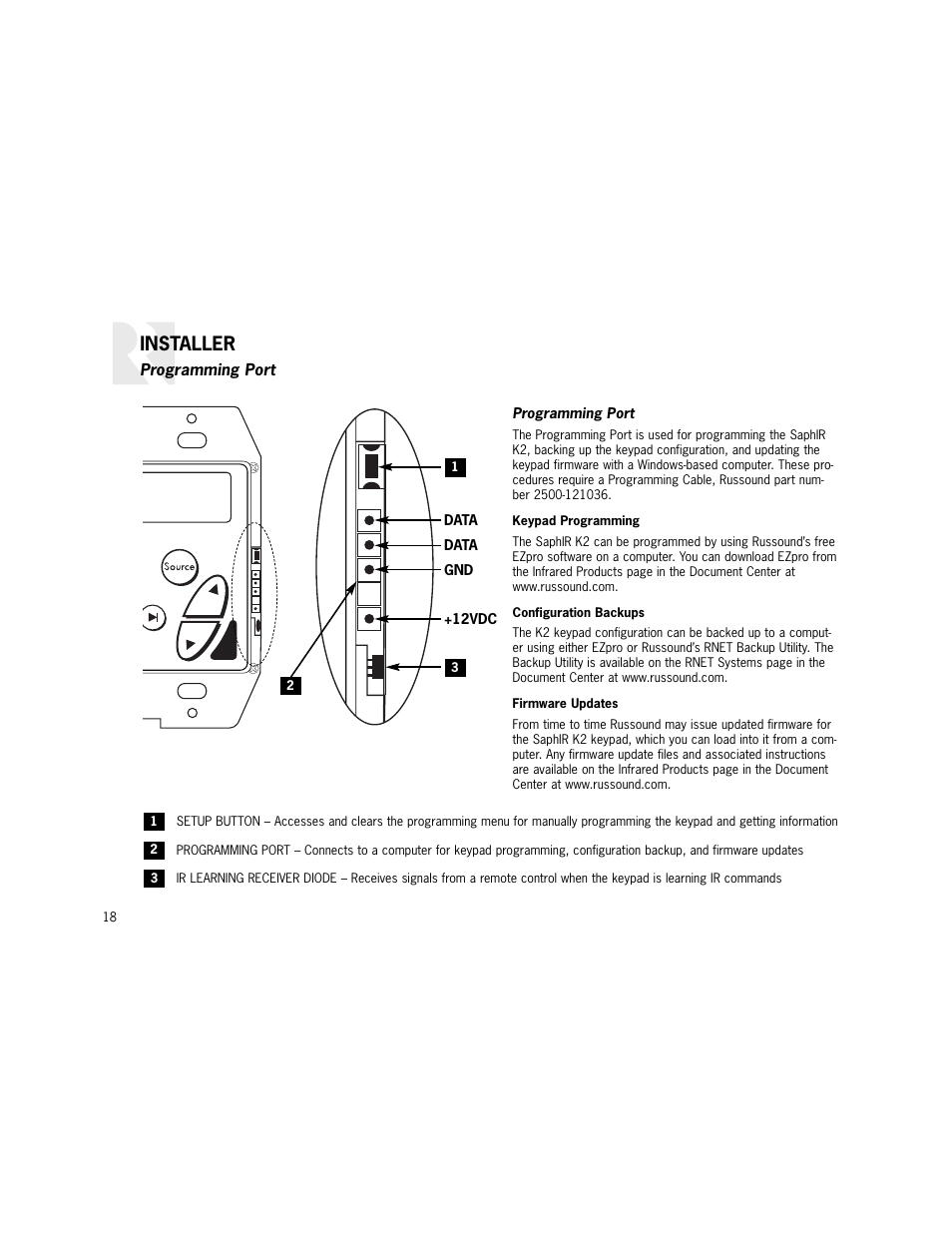 Installer | Russound K2 User Manual | Page 18 / 72