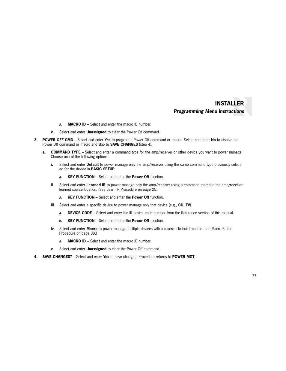 Installer | Russound K2 User Manual | Page 37 / 72