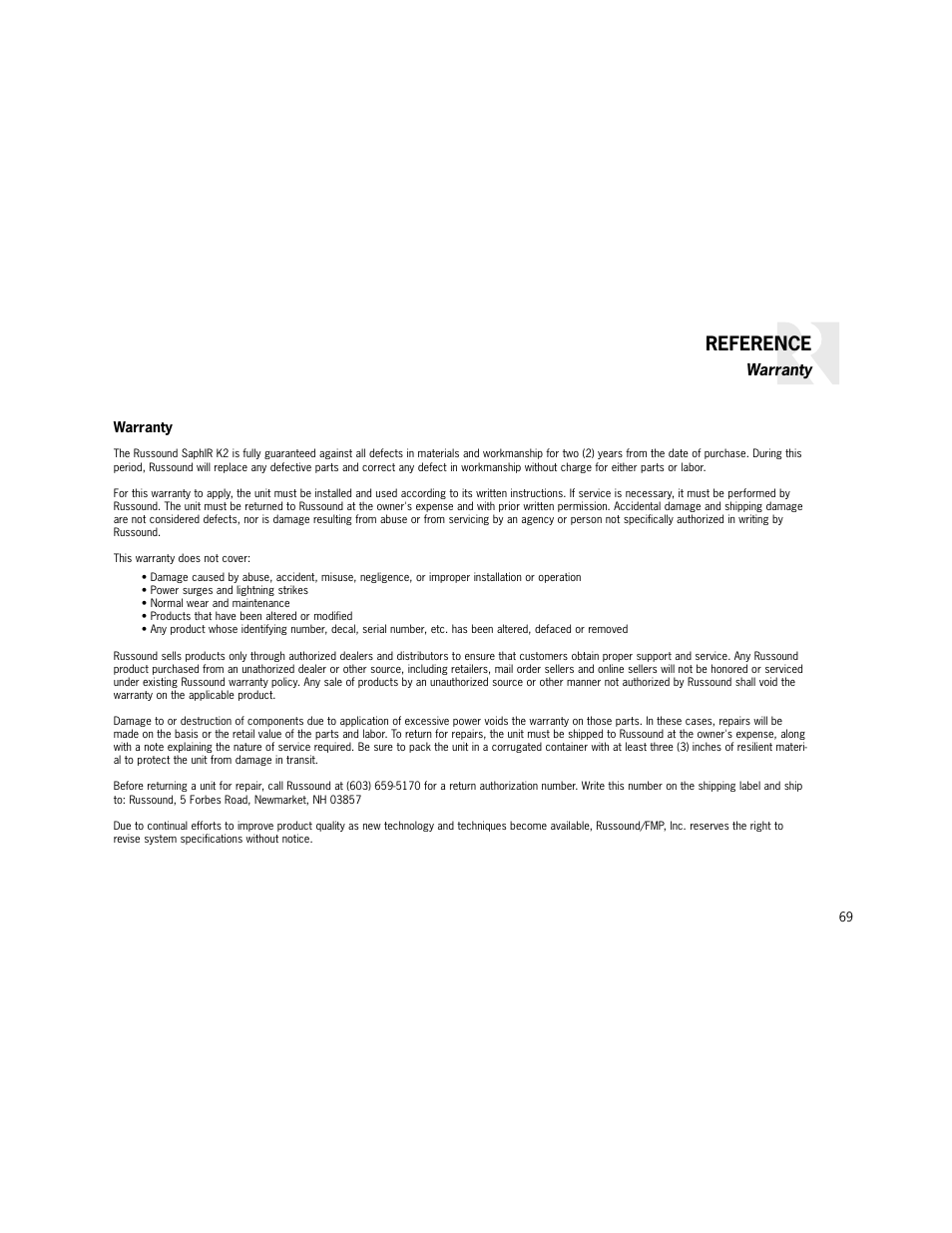 Reference | Russound K2 User Manual | Page 69 / 72