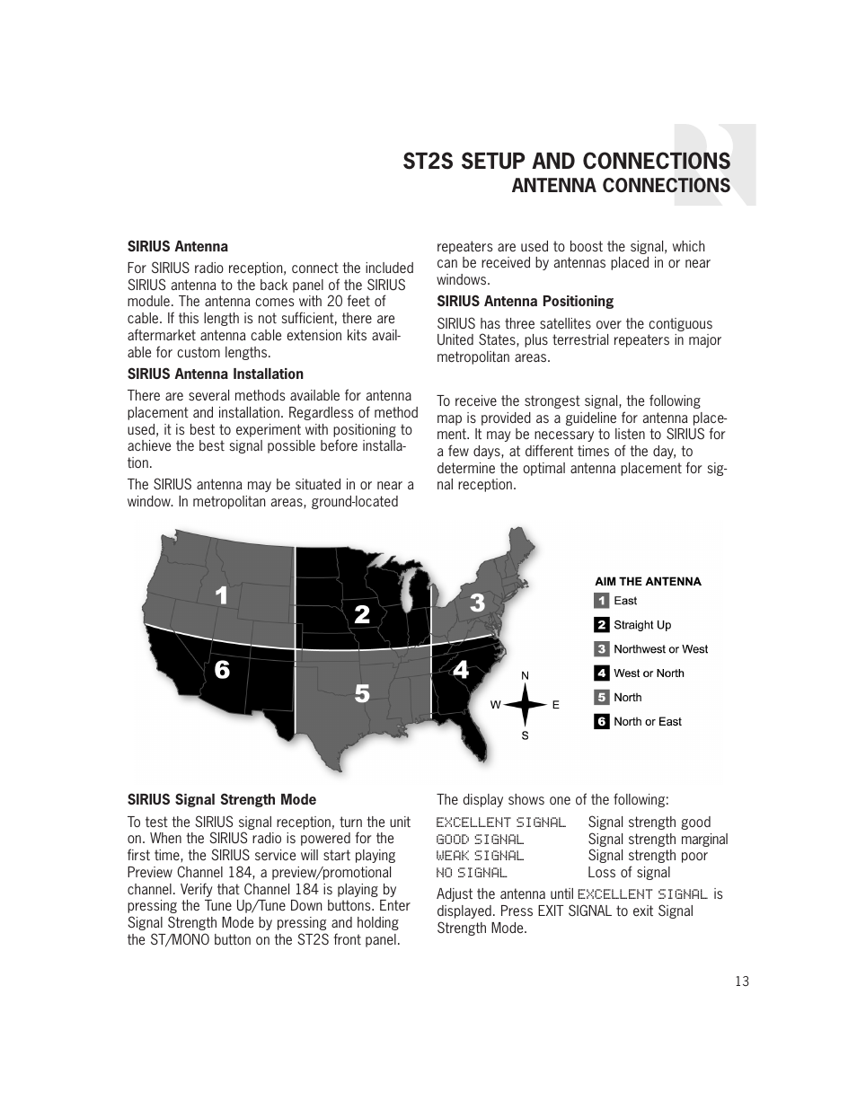 St2s setup and connections, Antenna connections | Russound ST2S User Manual | Page 13 / 40