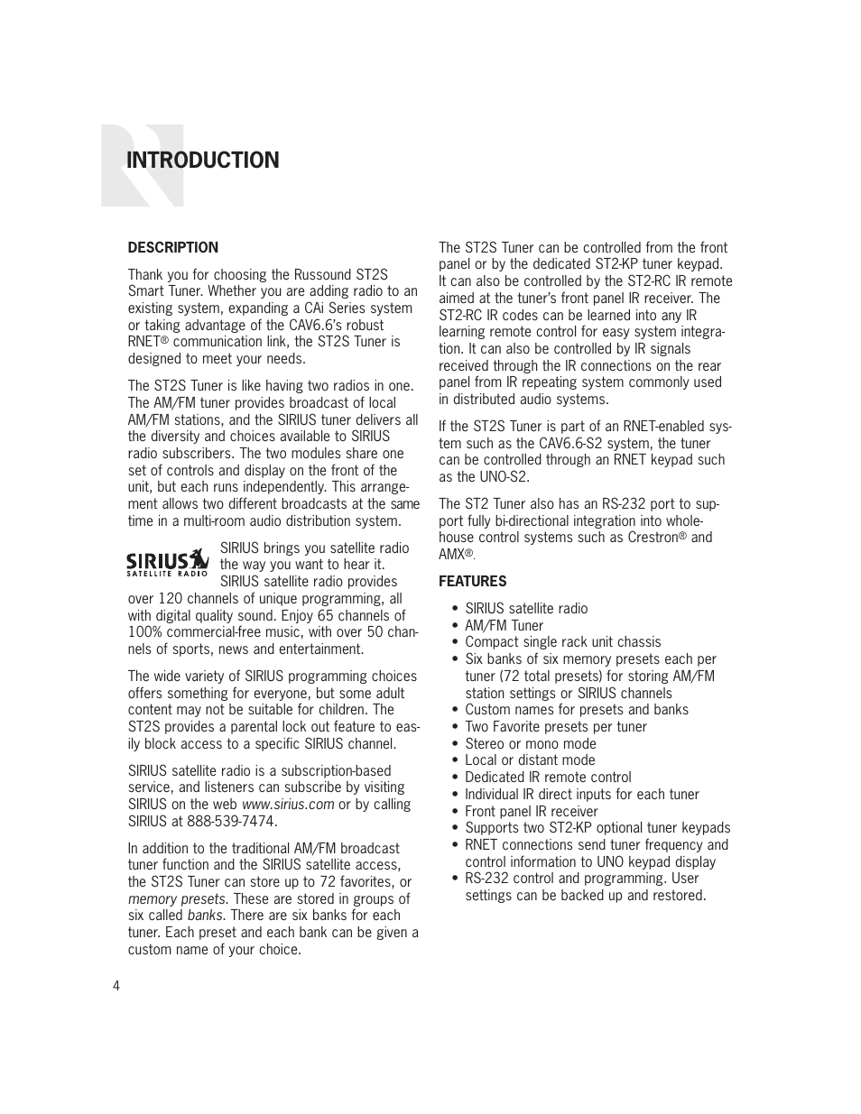 Introduction | Russound ST2S User Manual | Page 4 / 40
