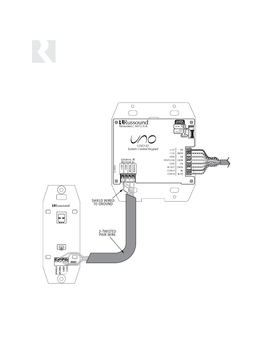 Installer, Uno-s2 keypad-installation, Ir receiver connection | Russound CAV6.6 User Manual | Page 26 / 116