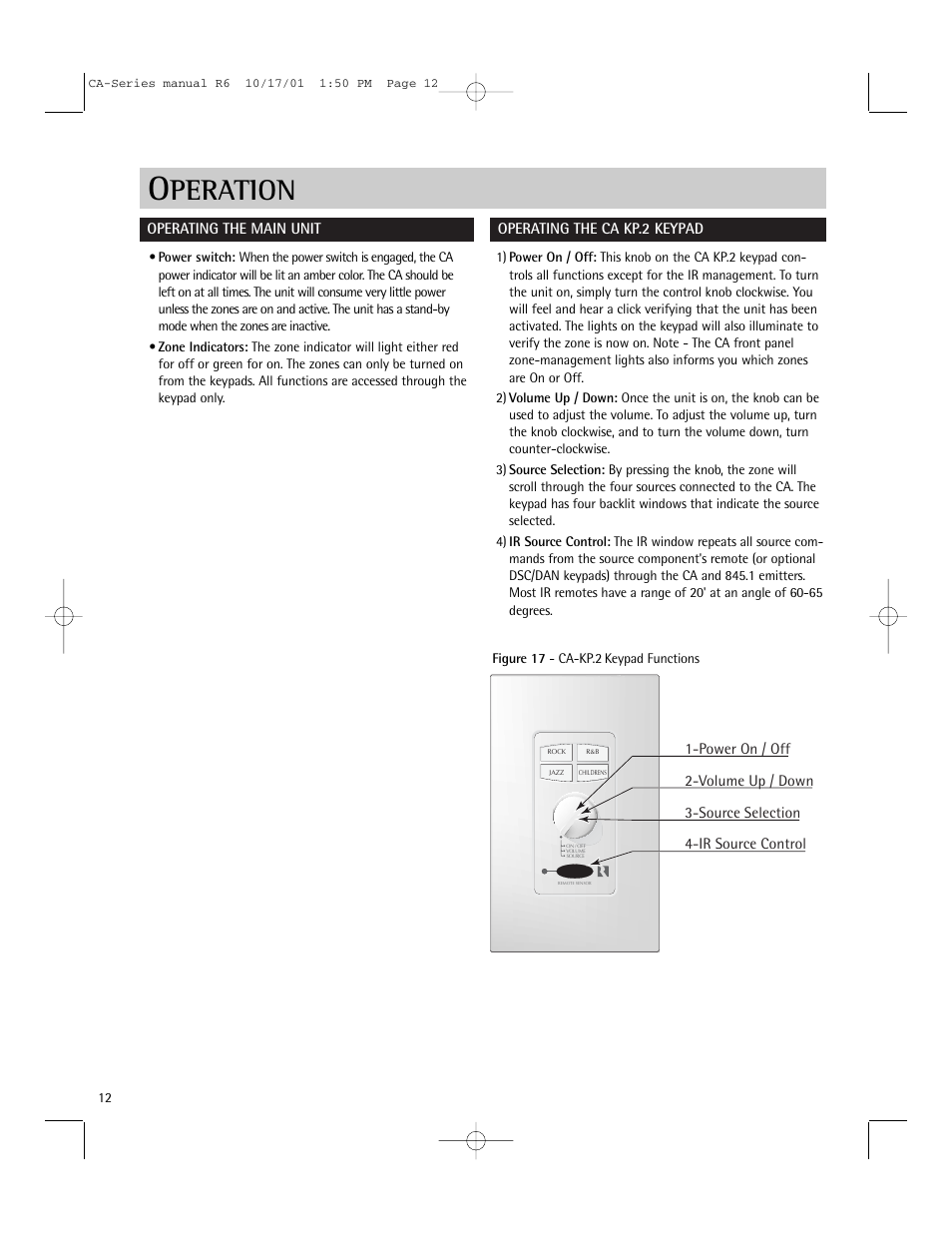 Peration | Russound CA-Series User Manual | Page 12 / 16