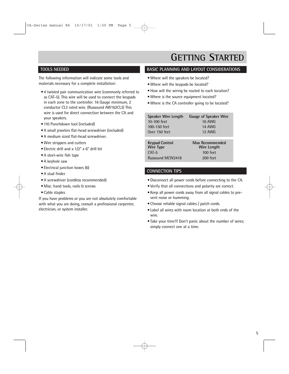 Etting, Tarted | Russound CA-Series User Manual | Page 5 / 16