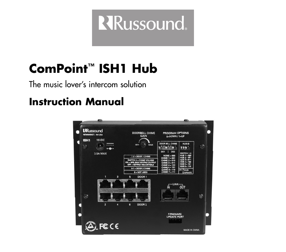 Russound ISH1 User Manual | 8 pages
