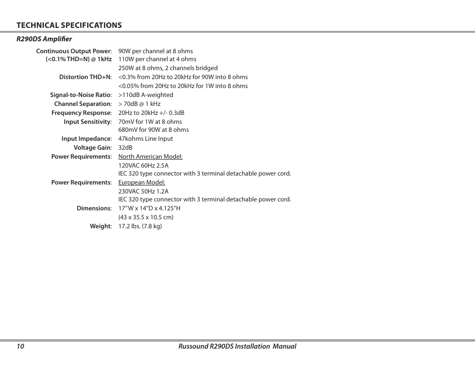 Russound R290DS User Manual | Page 10 / 12