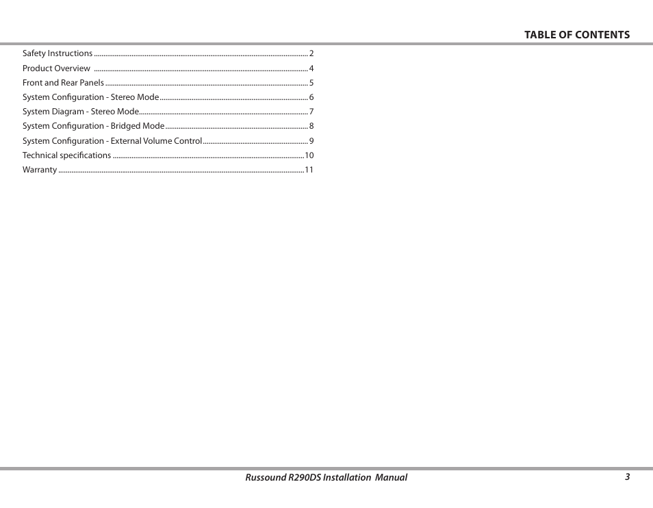 Russound R290DS User Manual | Page 3 / 12