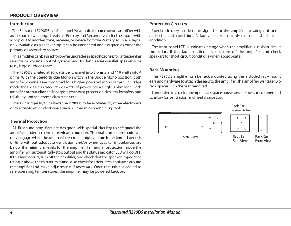 Russound R290DS User Manual | Page 4 / 12