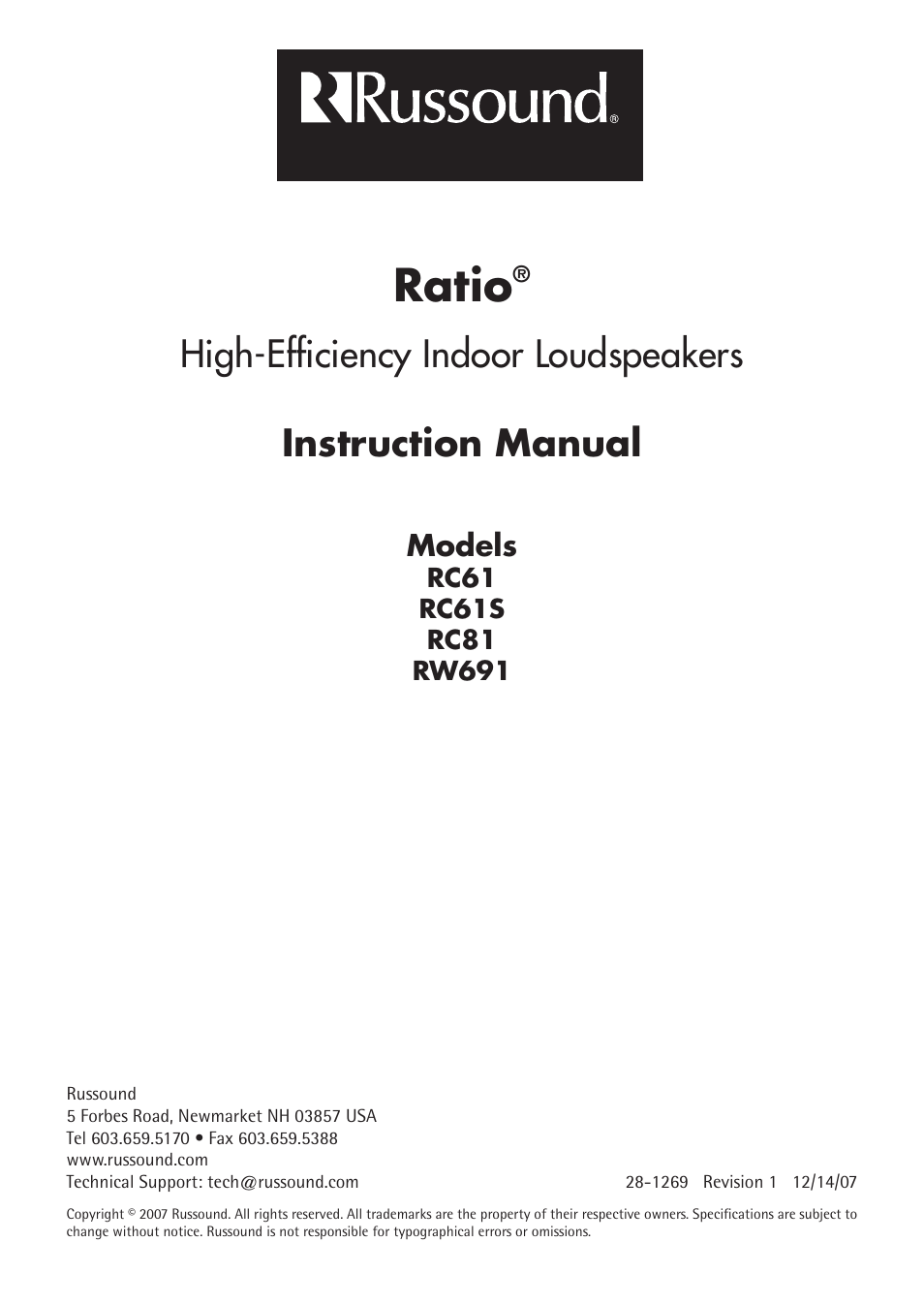 Ratio | Russound RATIO RC61 User Manual | Page 12 / 12