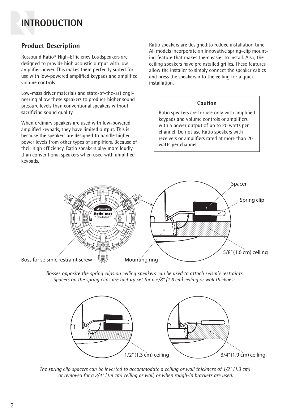 Introduction, Product description | Russound RATIO RC61 User Manual | Page 2 / 12