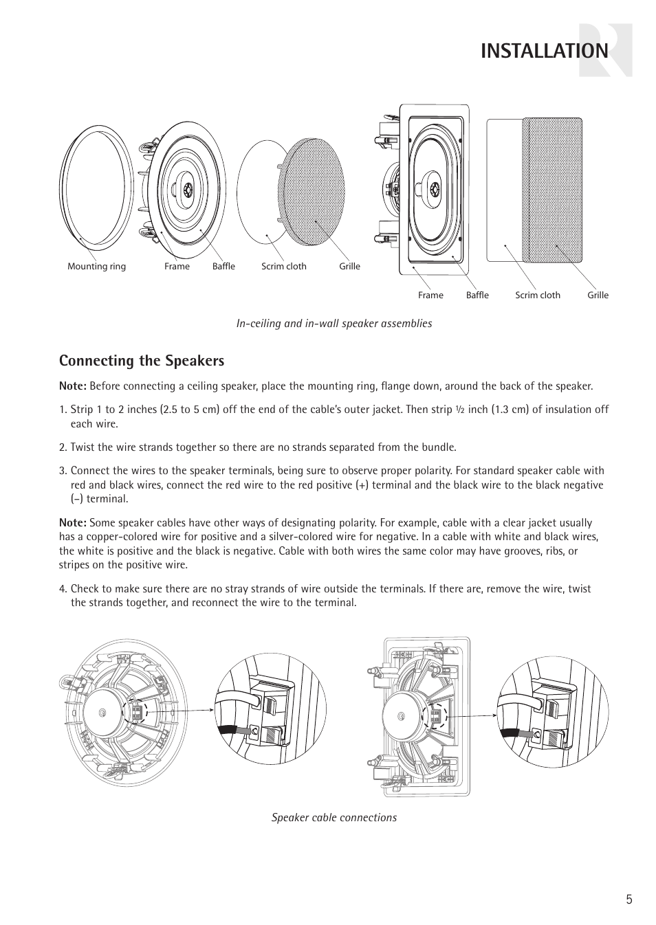 Installation, Connecting the speakers | Russound RATIO RC61 User Manual | Page 5 / 12