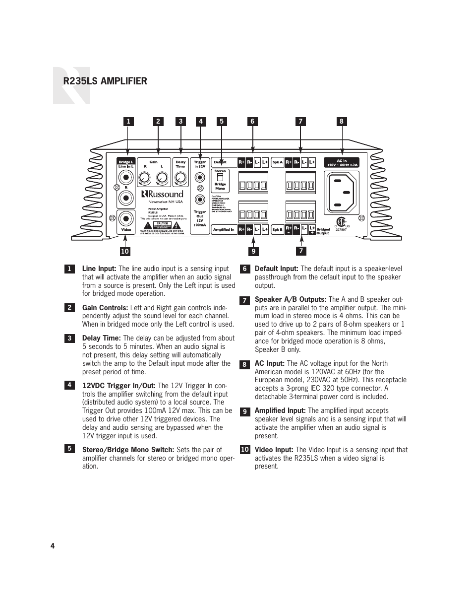 R235ls amplifier | Russound R235LS User Manual | Page 4 / 8